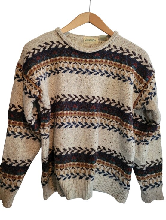 St. John's Bay Other - Vintage St. John’s Bay Fair Isle Knit Sweater Beige Earth Tone cabin Crewneck XL